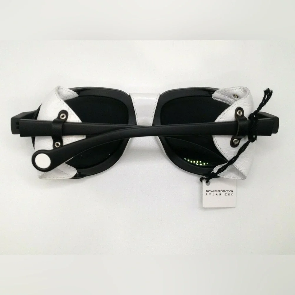 Chic Moncler Leather Black White Shield Sunglasses😍 - Picture 7 of 7